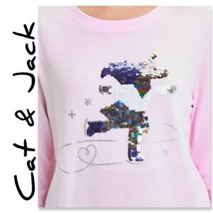 NWT Girls' Long Sleeve Flip Sequin 'Unicorn Skating' T-Shirt - Cat & Jack™ Light